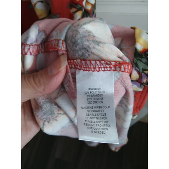 Floral Coquette baby doll maxi dress Orange Hawaiian hi-low sz M Derek Heart - Picture 7 of 7